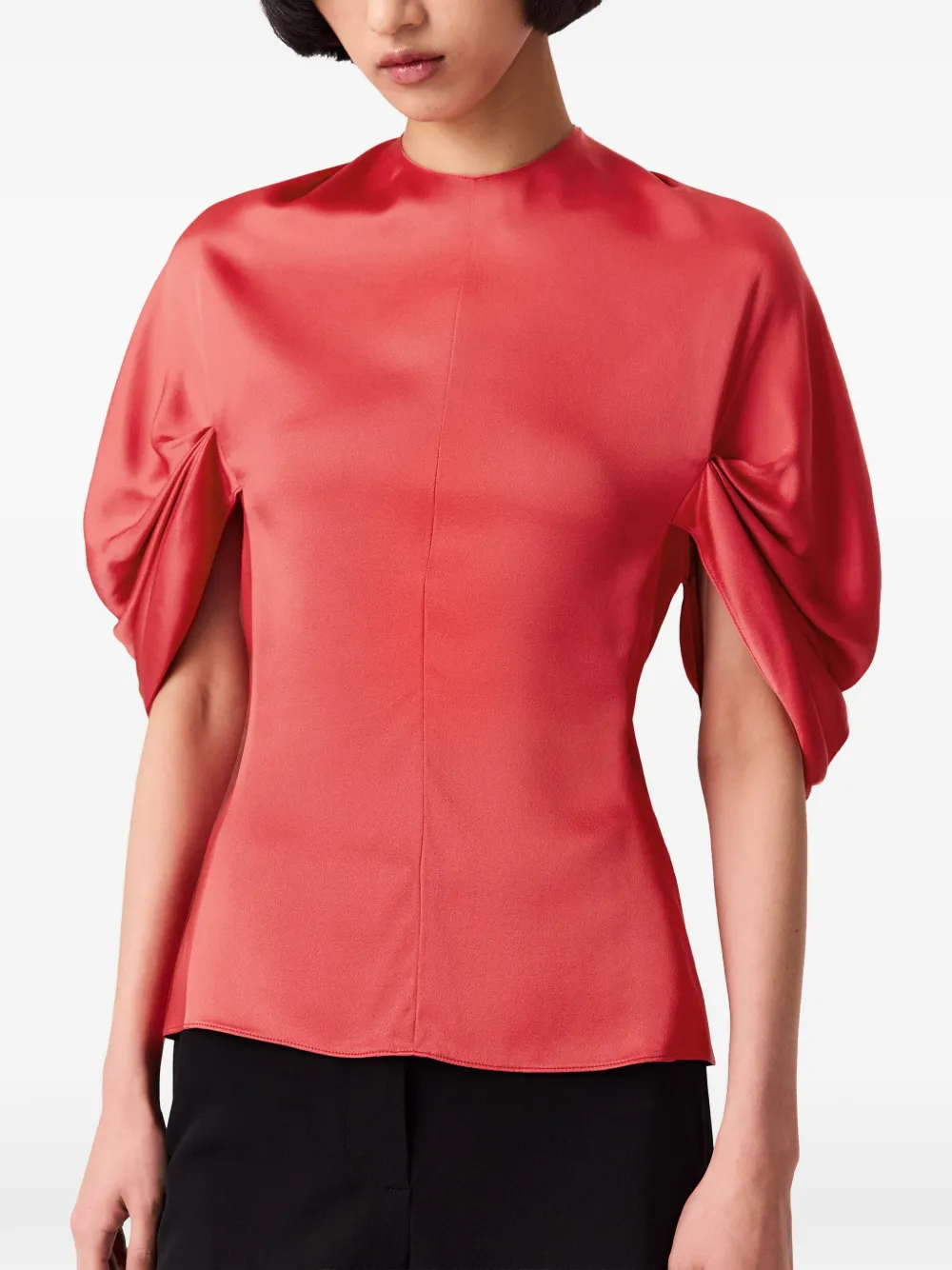 Stella McCartney Blouse met gedrapeerde mouwen Rood