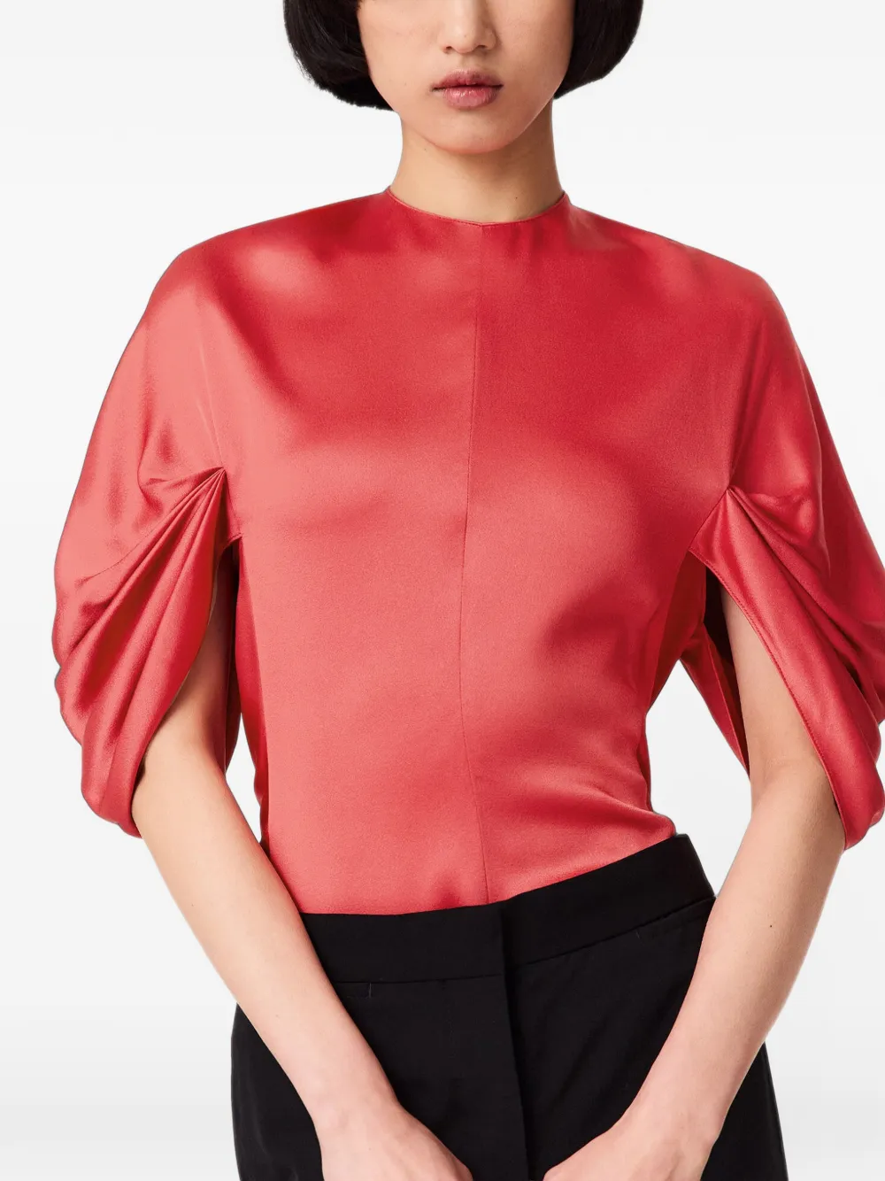 Stella McCartney Blouse met gedrapeerde mouwen Rood