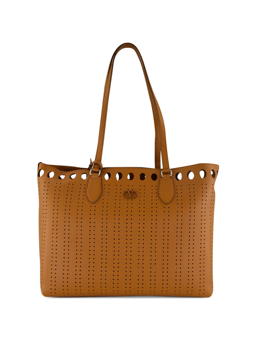 Valentino Garavani perforated leather tote bag - Marrone