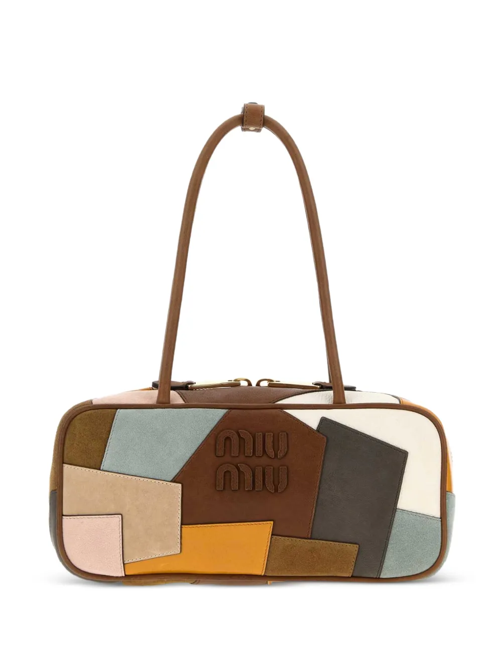 Miu Miu patchwork leather shoulder bag - Marrone
