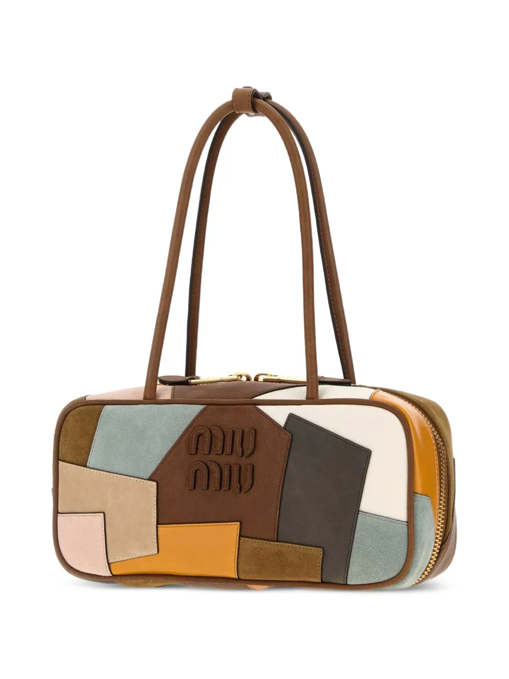Miu Schoudertas met patchwork Bruin
