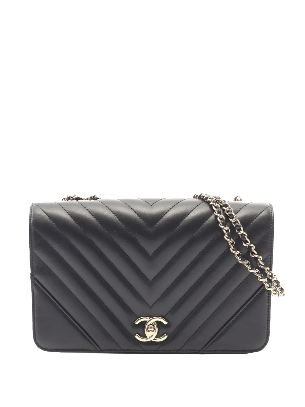 CHANEL Pre-Owned 2019 Small Chevron Lambskin Statement Flap shoulder bag - Nero