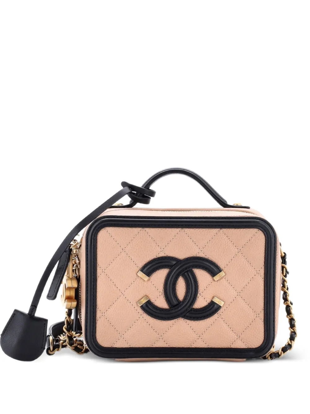 CHANEL Pre-Owned Filigree Vanity Case Quilted Caviar Small satchel - Toni neutri