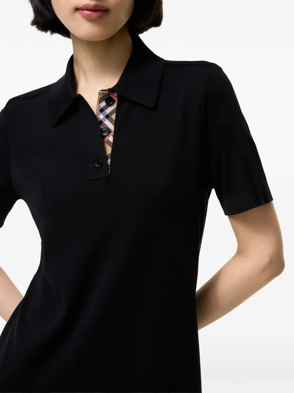 Burberry Wollen poloshirt jurk Zwart