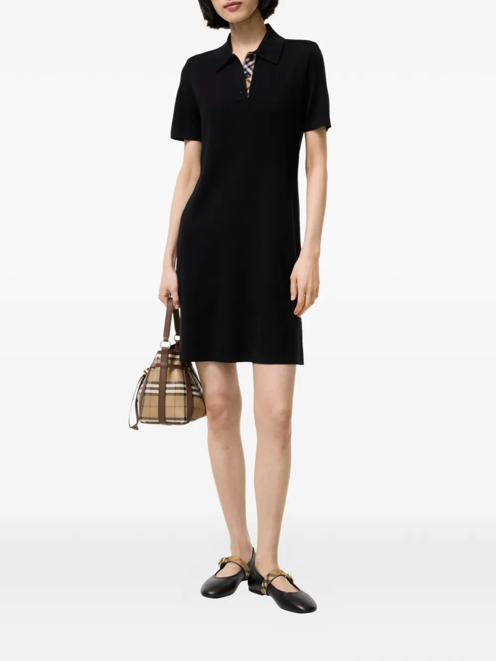 Burberry Wollen poloshirt jurk Zwart
