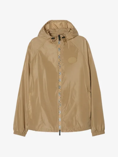 Burberry Giacca in nylon con cappuccio e nastro Check
