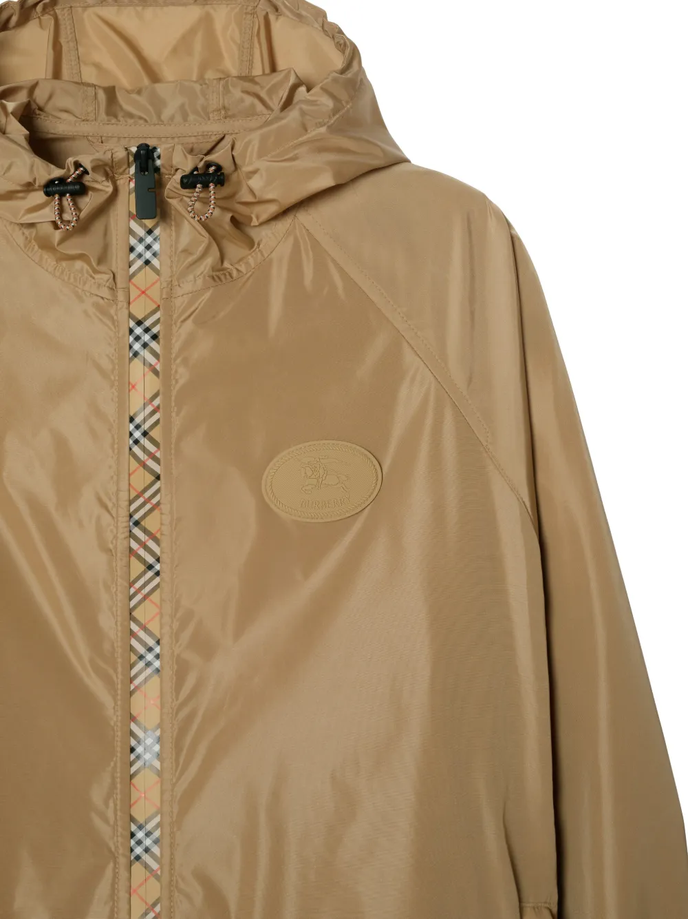 Burberry Jack met geruite band en capuchon Beige