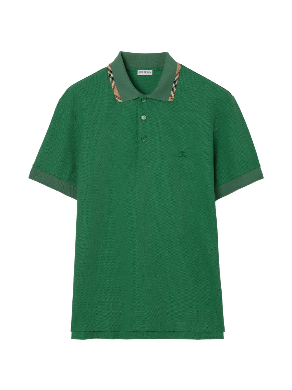 Burberry Polo in cotone con finiture Check - Verde