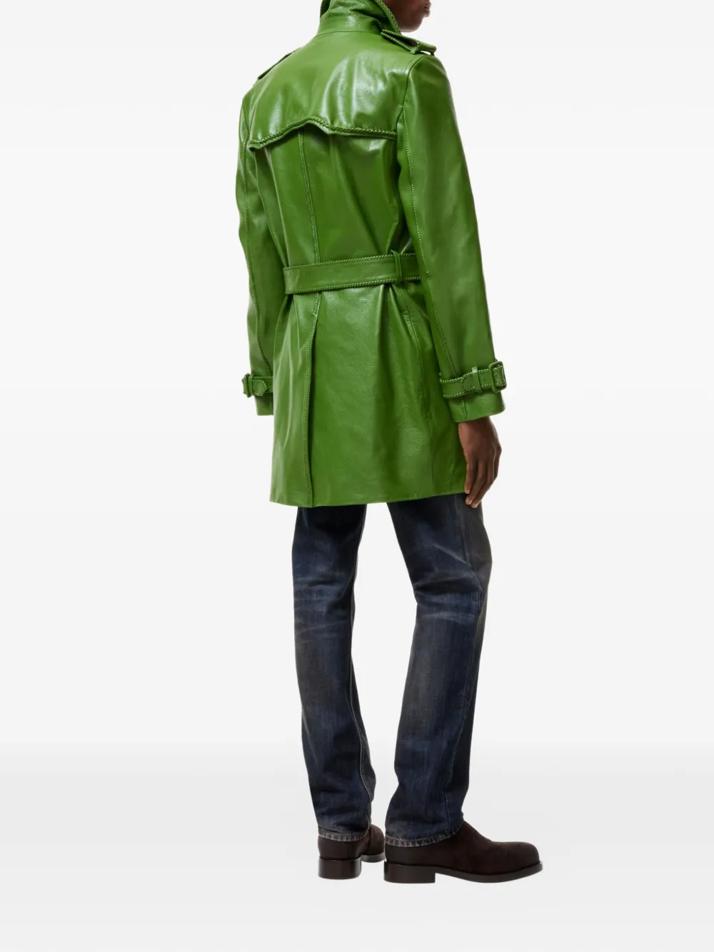 Burberry Leverton leren trenchcoat Groen