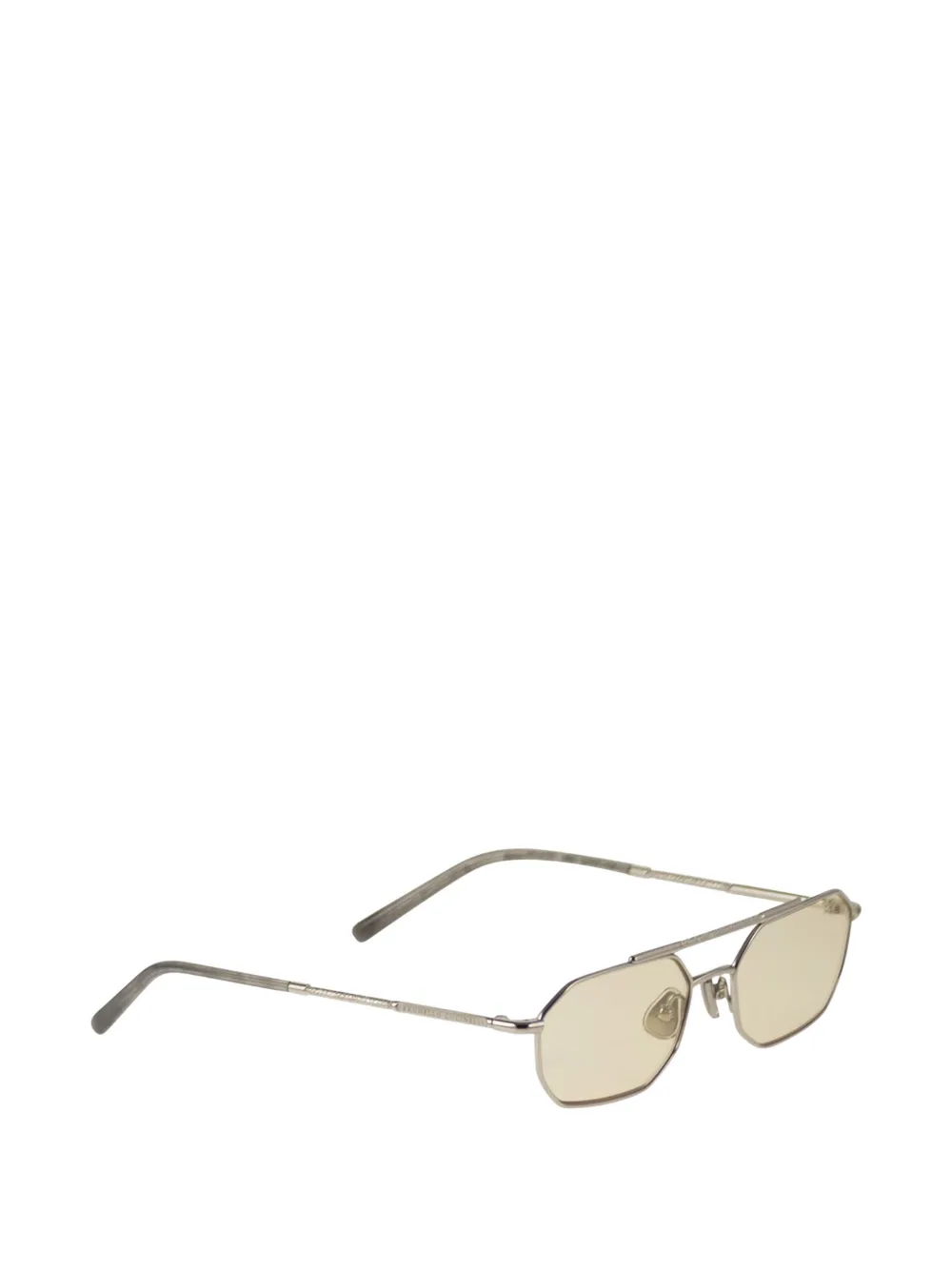Brunello Cucinelli Geometric Titanium Sunglasses in Silver, view 2