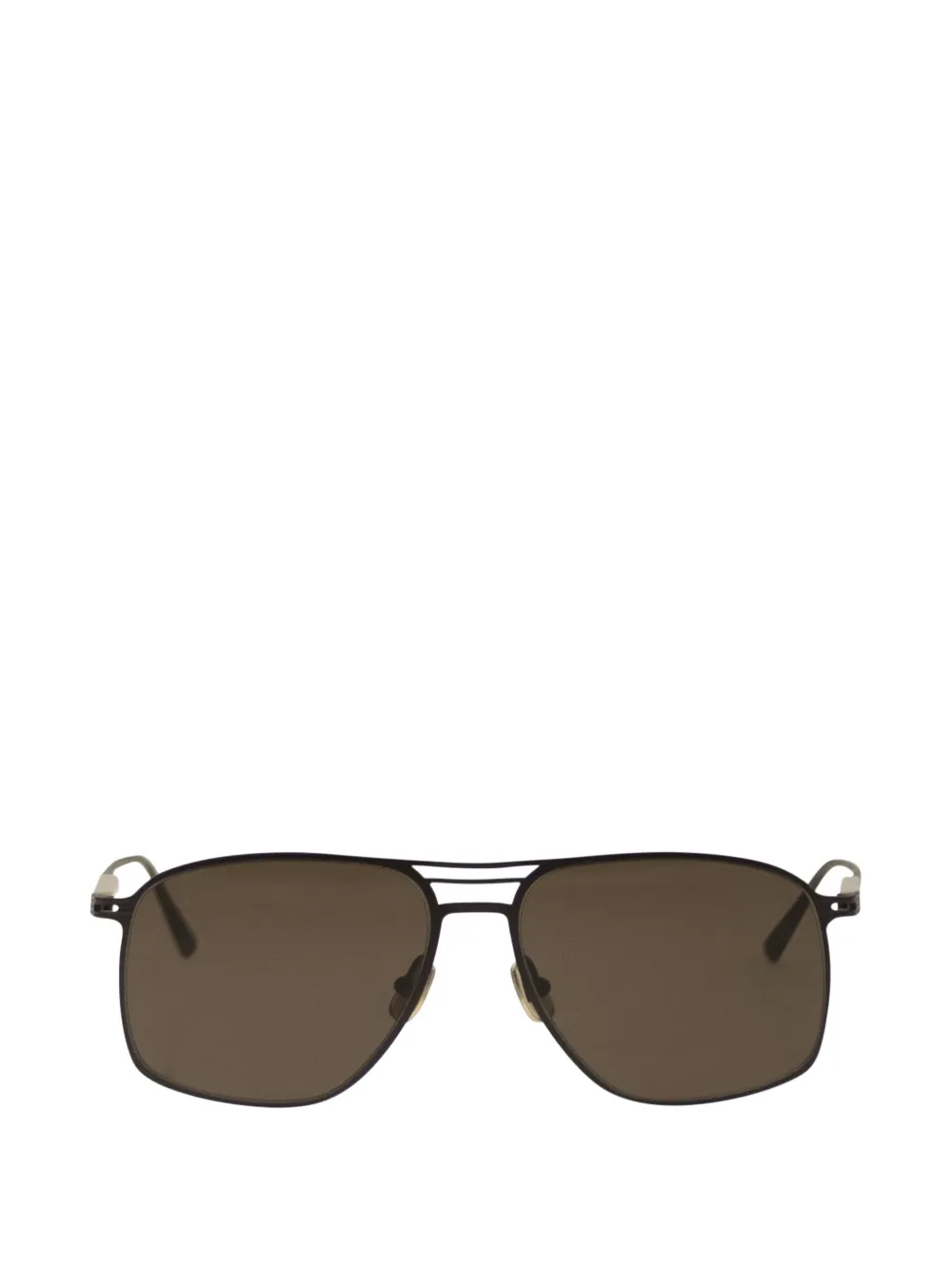 Brunello Cucinelli geometric-frame double-bridge sunglasses - Marrone