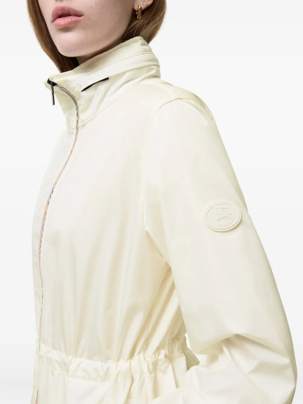 Burberry Nylon parka met geruite band Beige