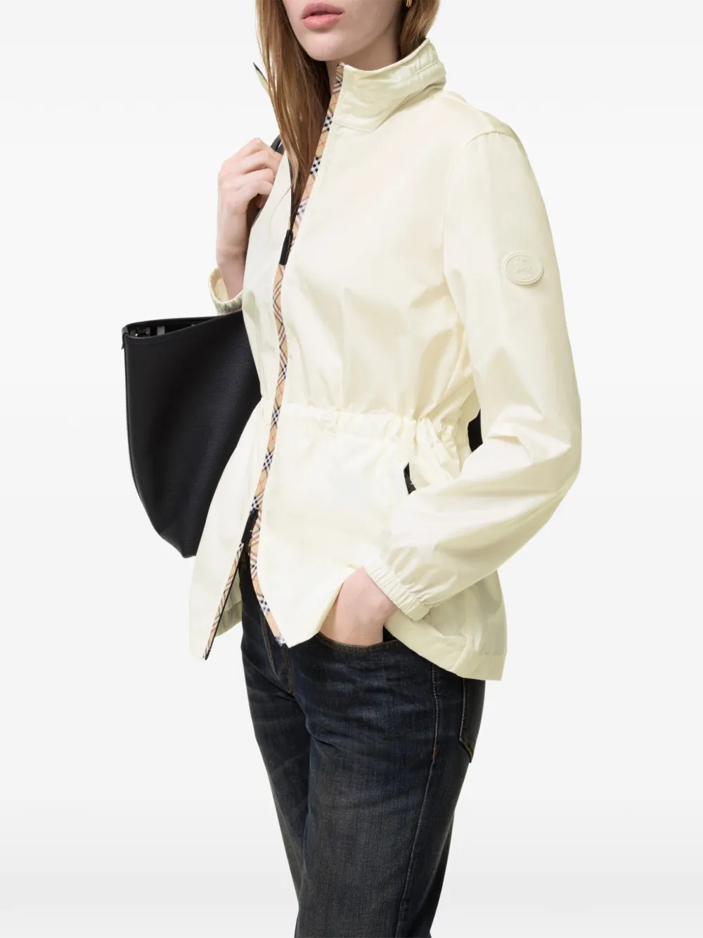 Burberry Nylon parka met geruite band Beige