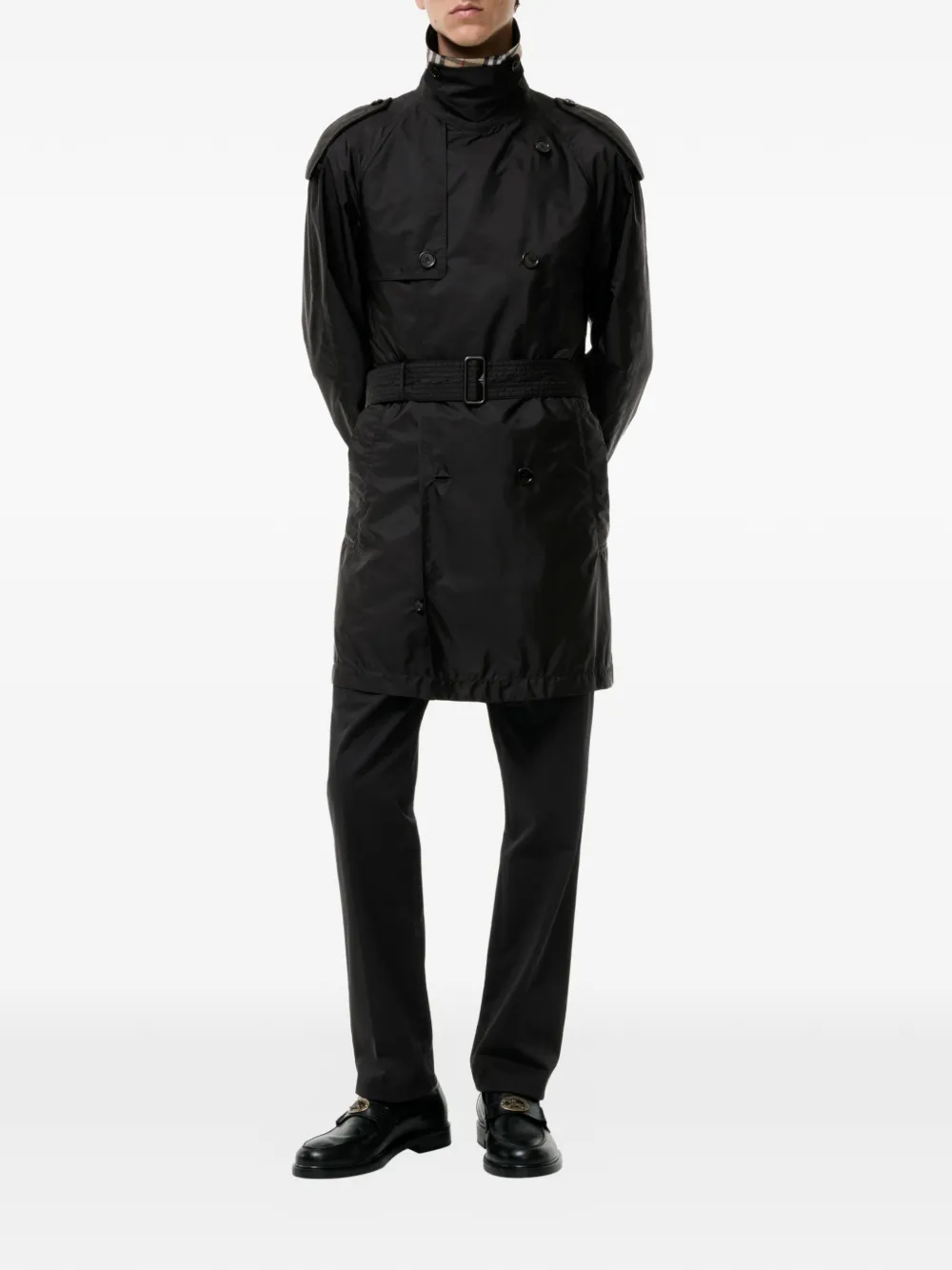 Burberry Leadenham nylon trenchcoat Zwart