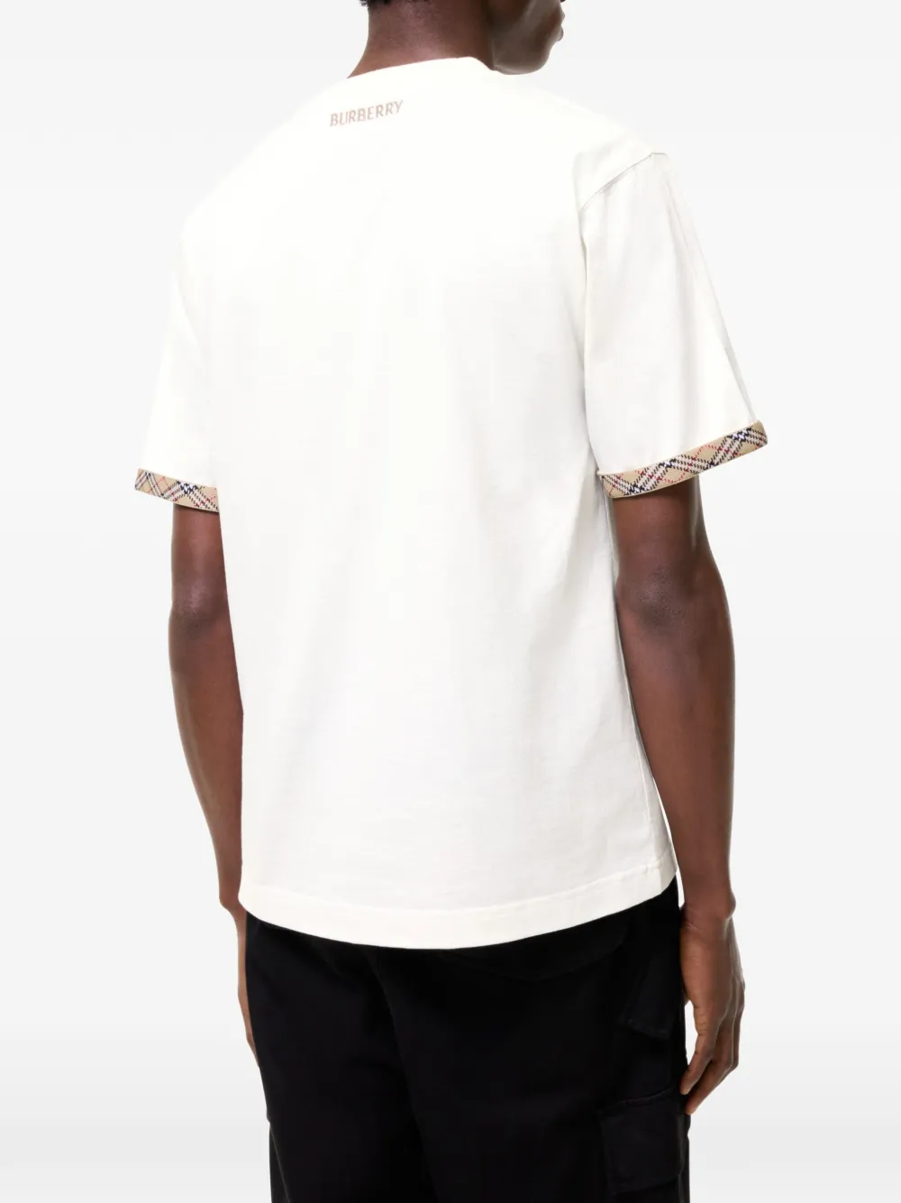 Burberry Katoenen T-shirt met geruite afwerking Wit
