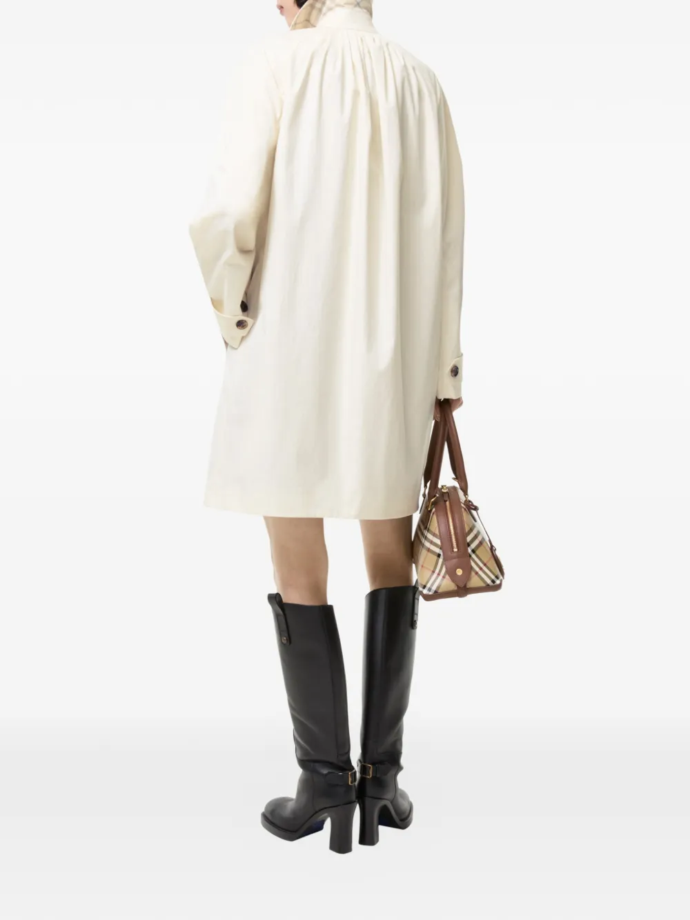 Burberry Gabardine jas met ruches Beige
