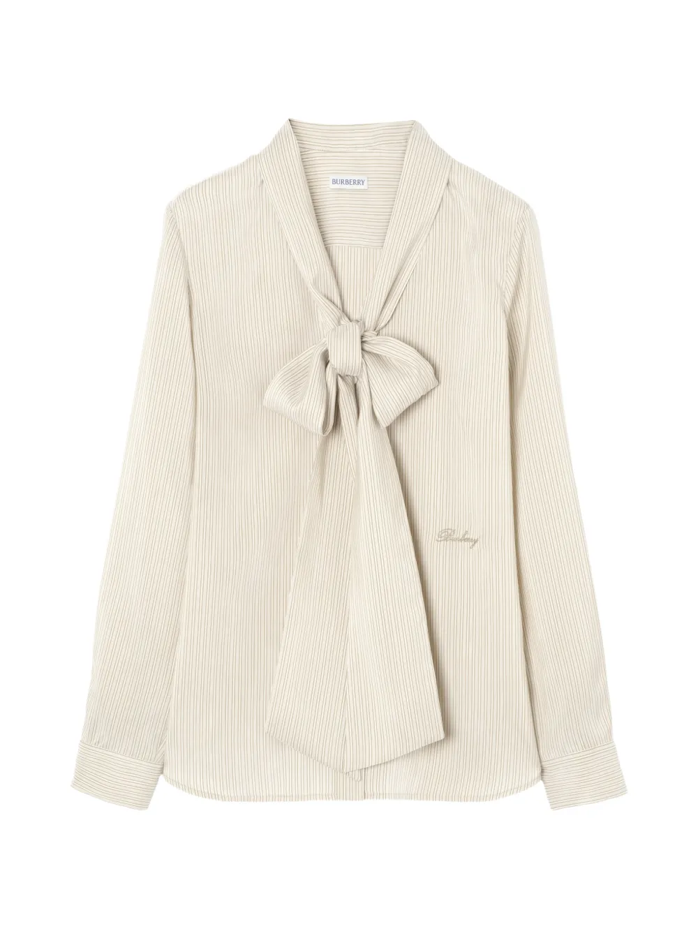 Burberry Gestreifte Seidenschal-Bluse - Nude