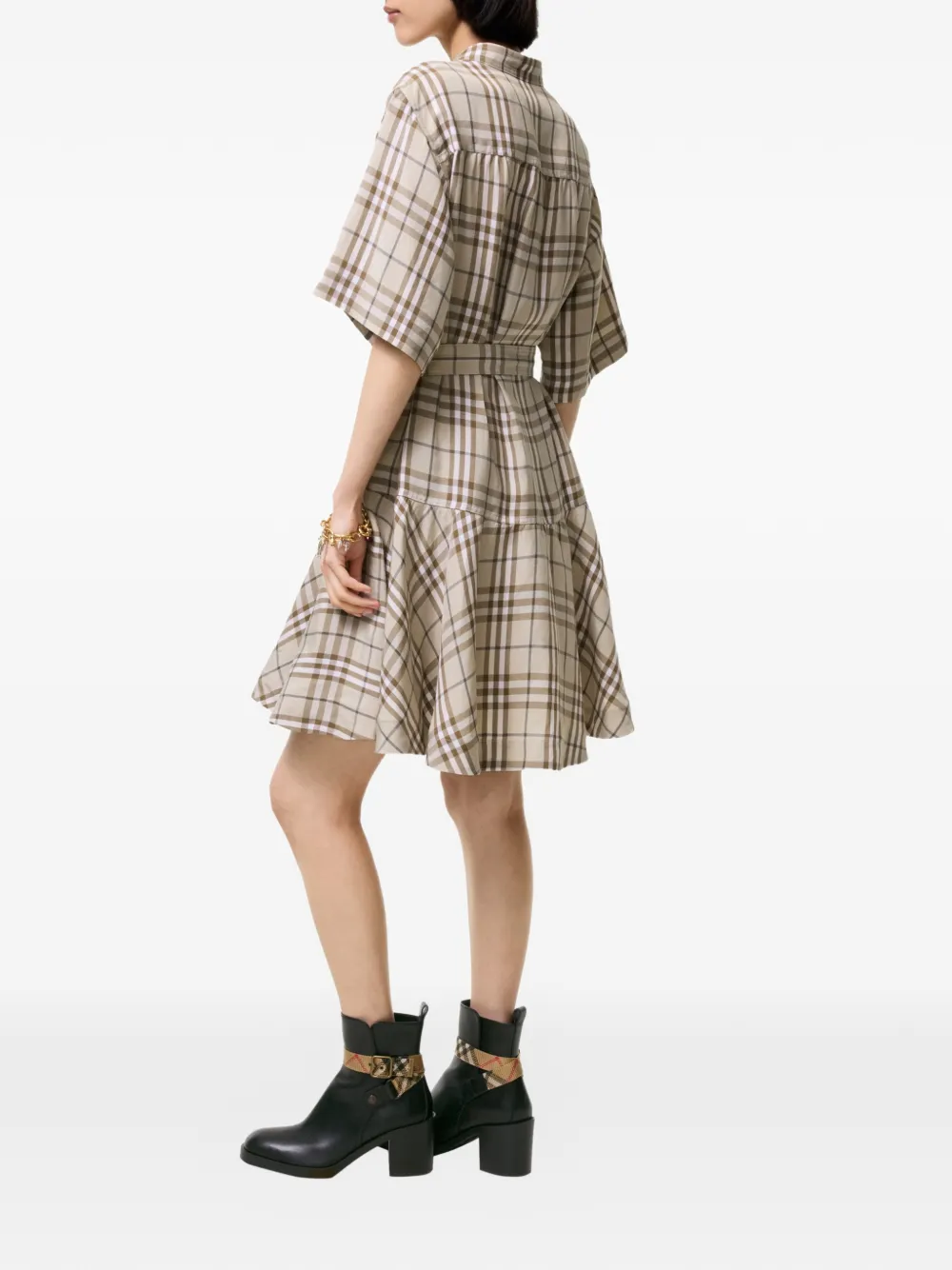 Burberry Geruite jurk van linnenblend Beige