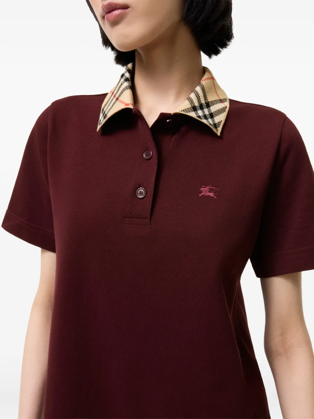 Burberry Katoenen polojurk met Check-kraag Rood