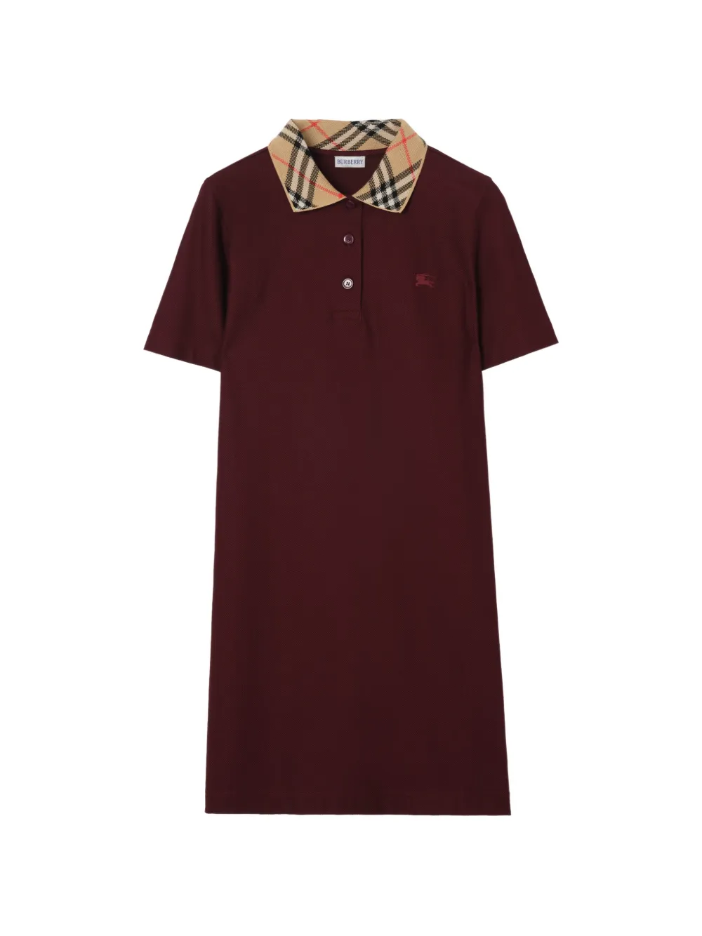 Burberry check-collar cotton polo shirt dress - Rot