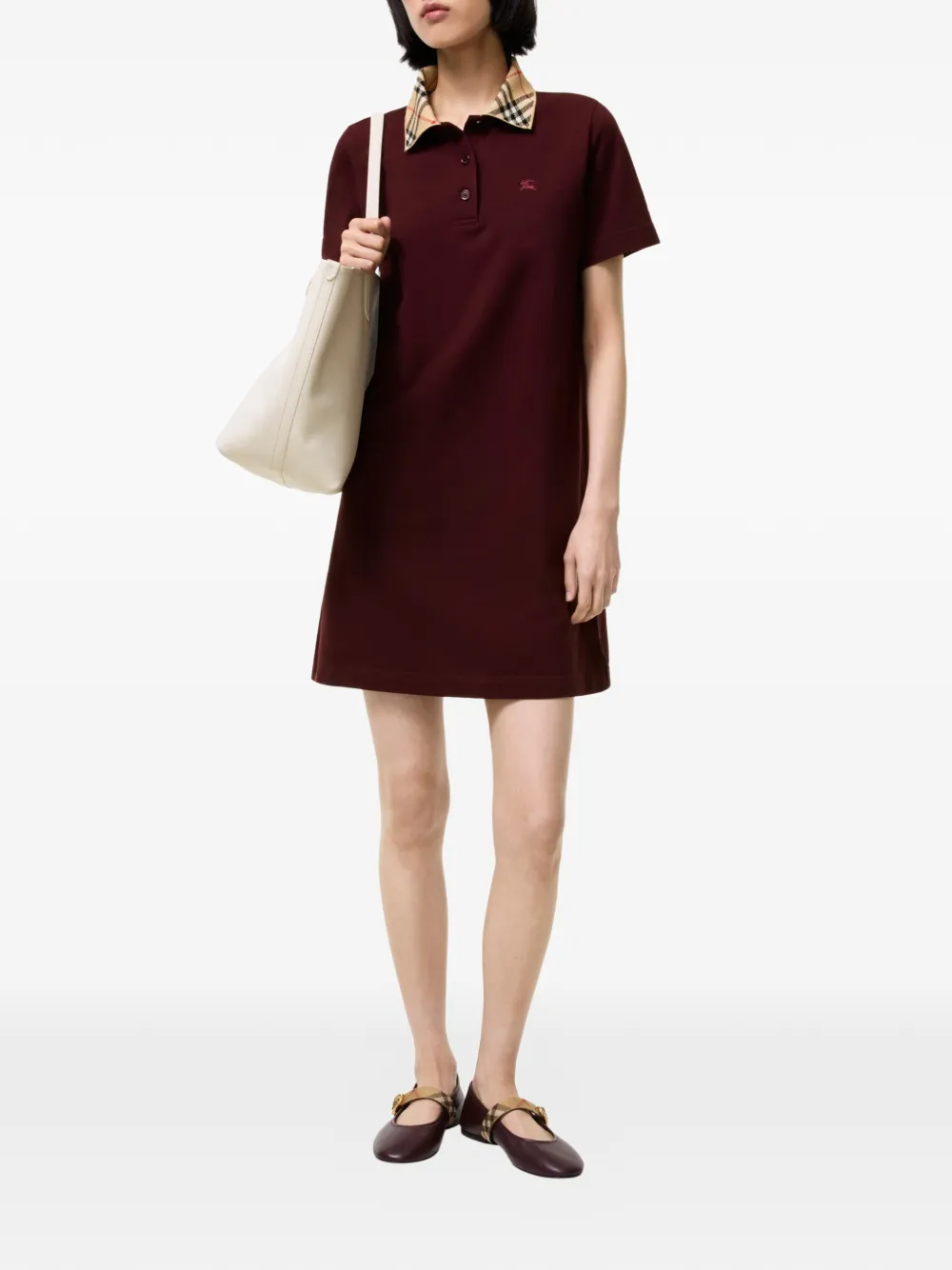 Burberry Katoenen polojurk met Check-kraag Rood