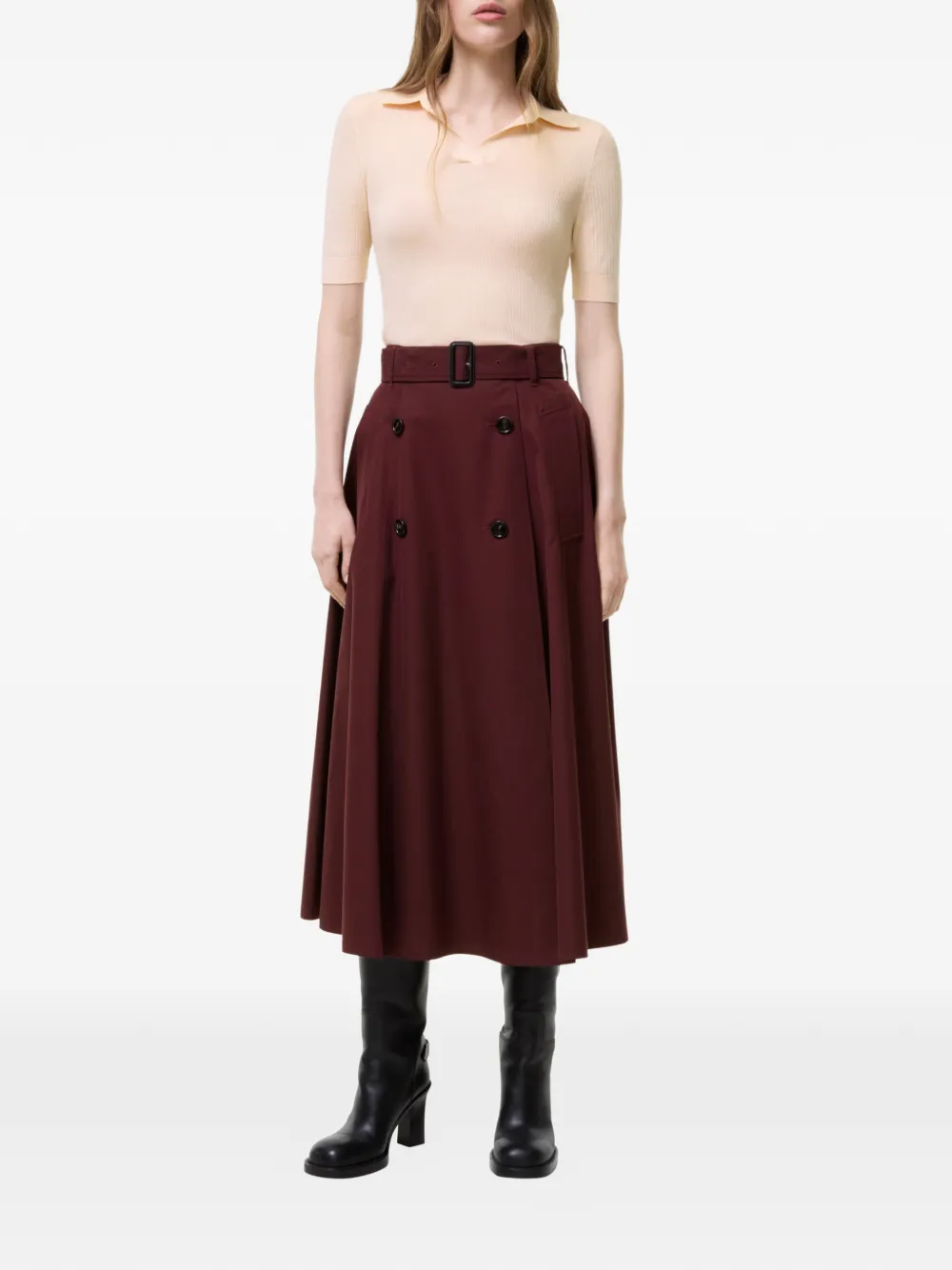 Burberry Tropische gabardine trench midi-rok Rood