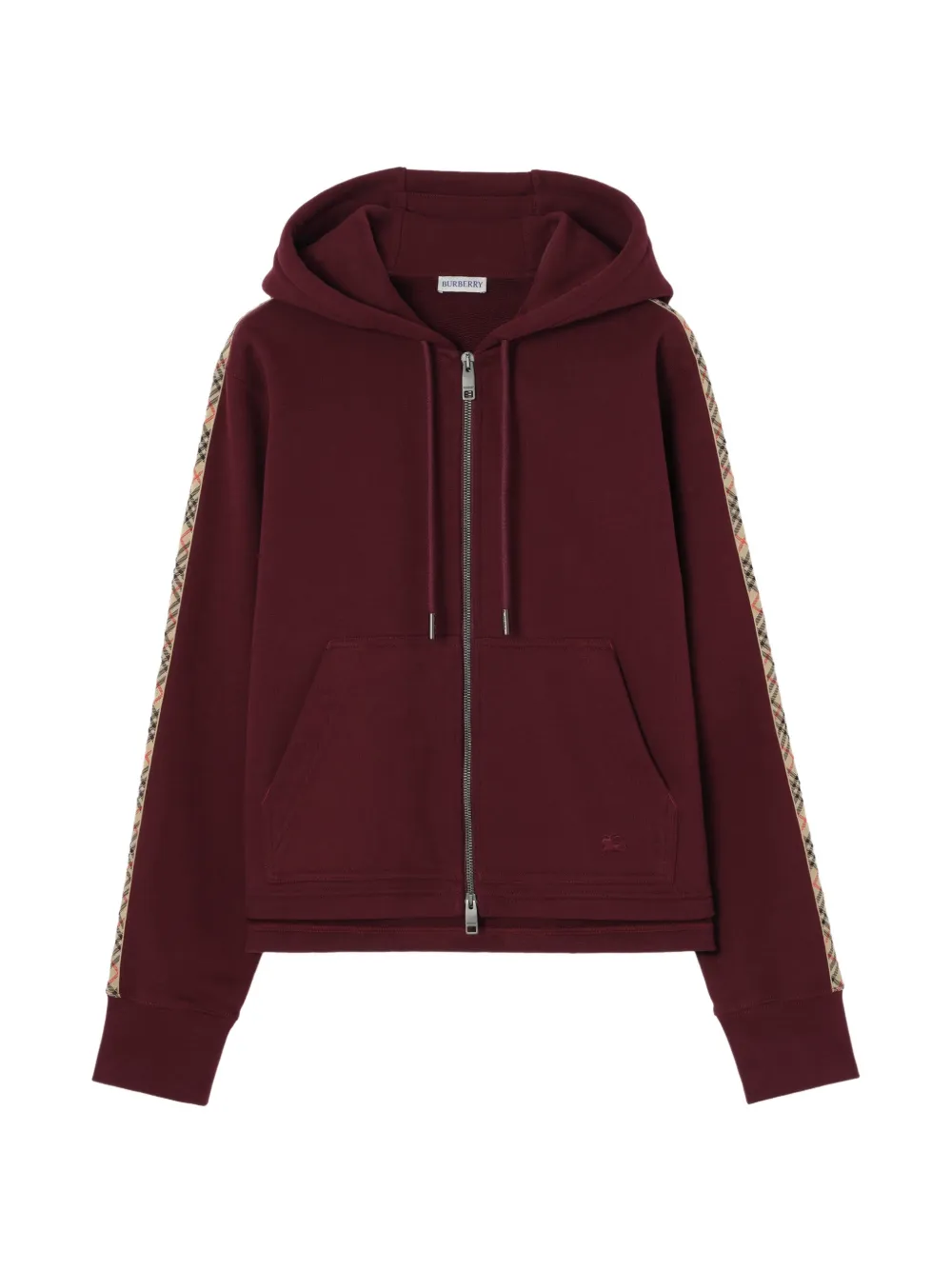 Burberry Check-trim cotton zip hoodie - Rot