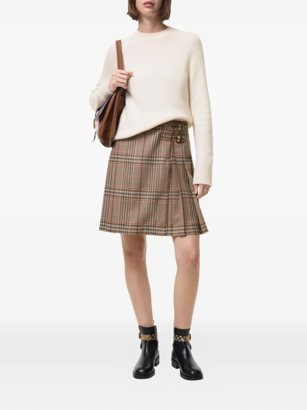 Burberry Geruite wollen kilt Beige