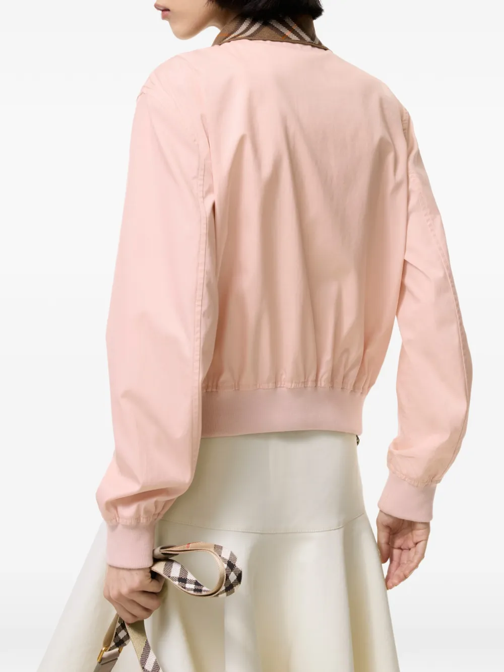 Burberry Hayfield cropped bomberjack van tropisch gabardine Roze