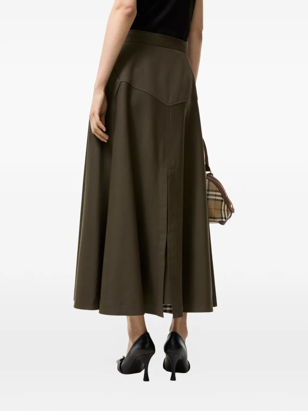 Burberry Wollen twill midi-rok Bruin
