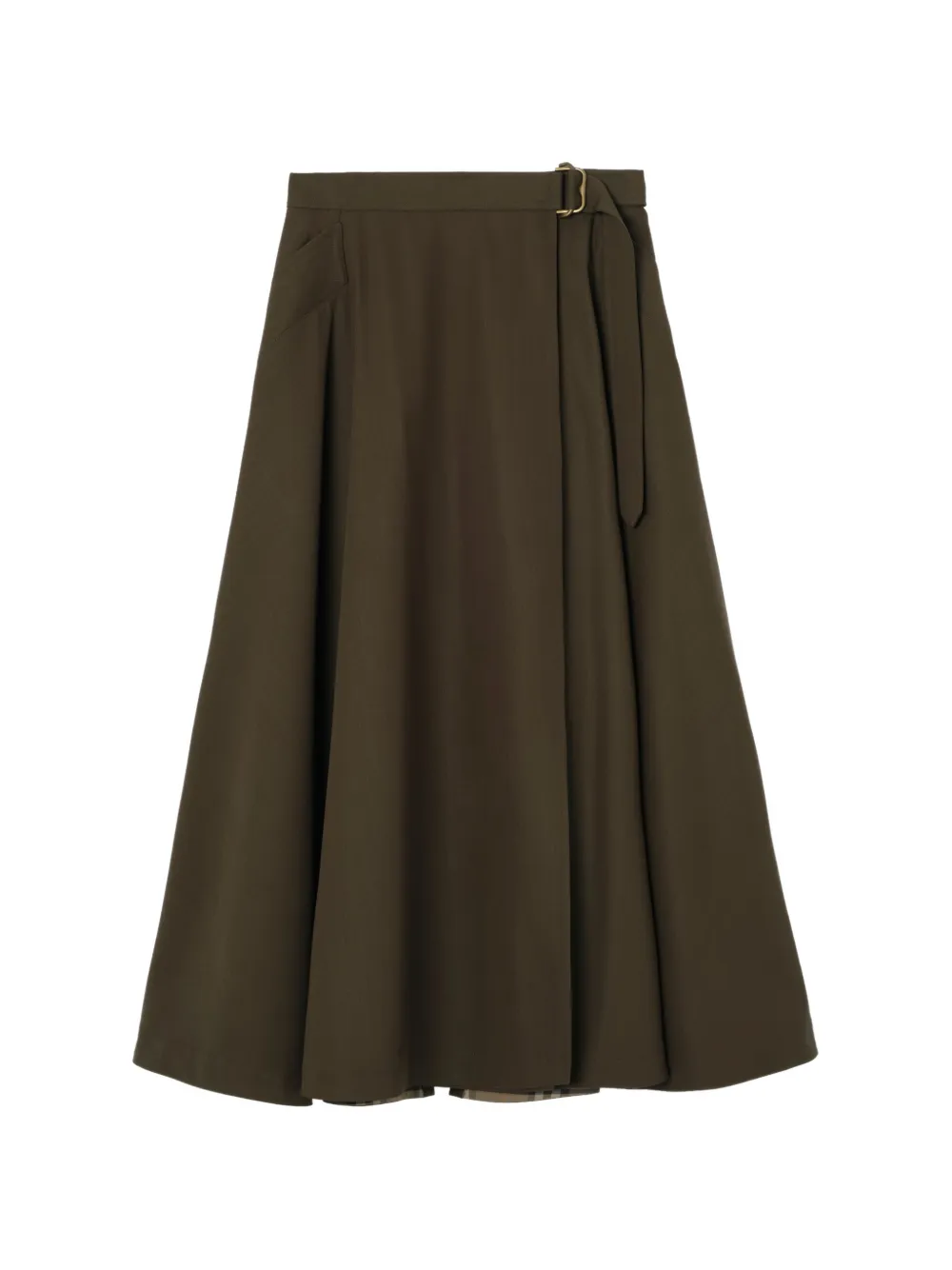 Burberry Gonna midi in twill di lana - Marrone