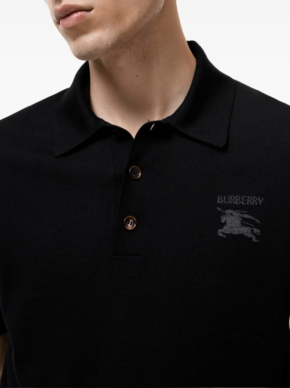 Burberry Wollen poloshirt Zwart