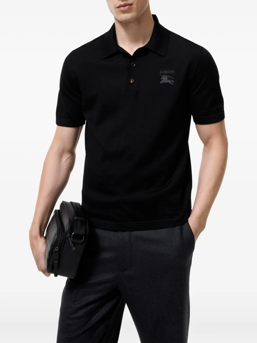 Burberry Wollen poloshirt Zwart