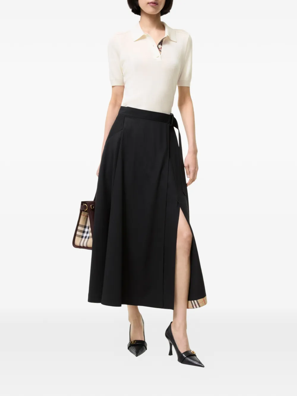 Burberry Wollen twill midi-rok Zwart