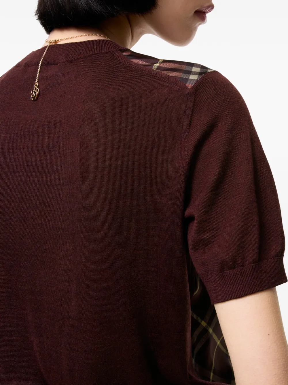 Burberry Wollen zijden T-shirt met geruit vlak Rood