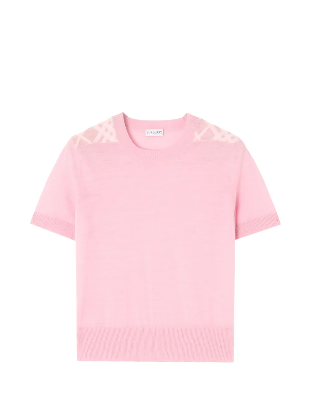 Burberry Top in lana e seta con inserto Check - Rosa