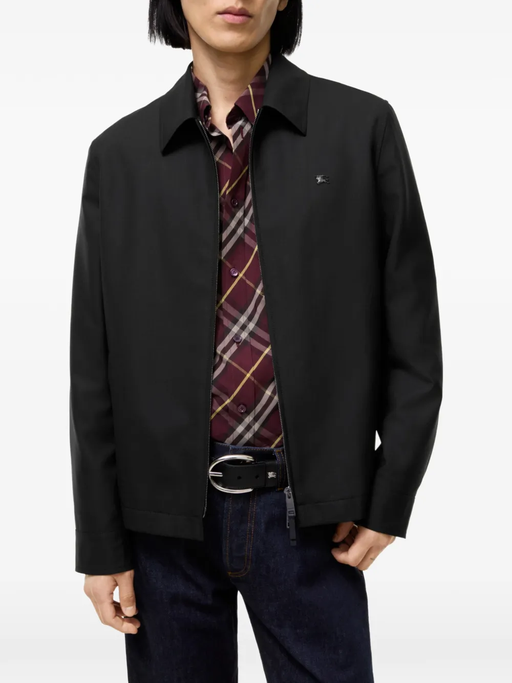 Burberry Bloomsbury Harrington wollen jack Zwart