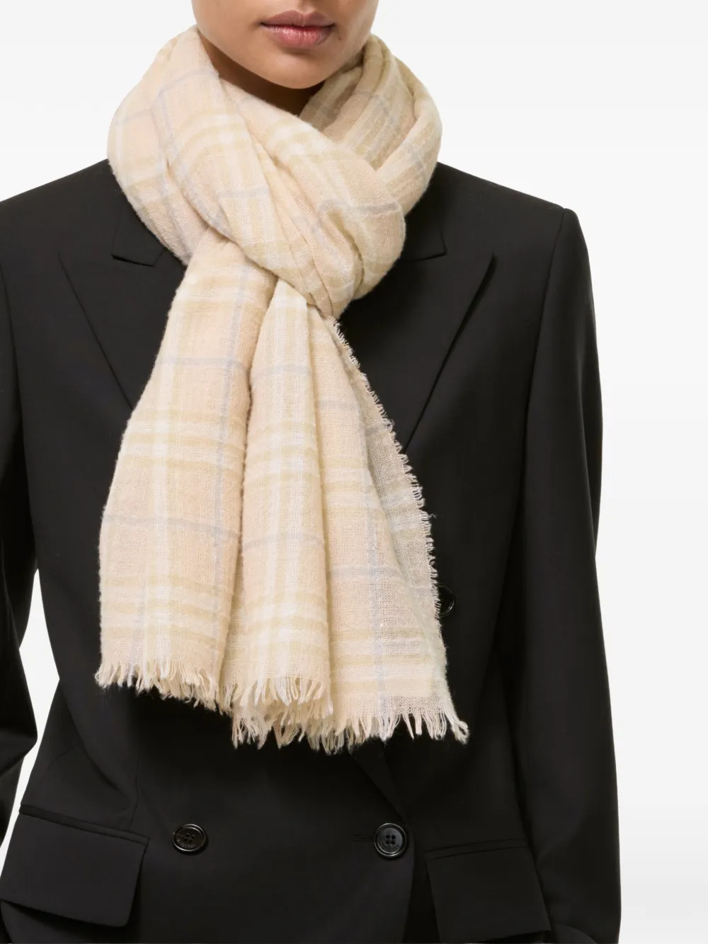 Burberry Geruite sjaal van wolblend met wijde pijpen Beige