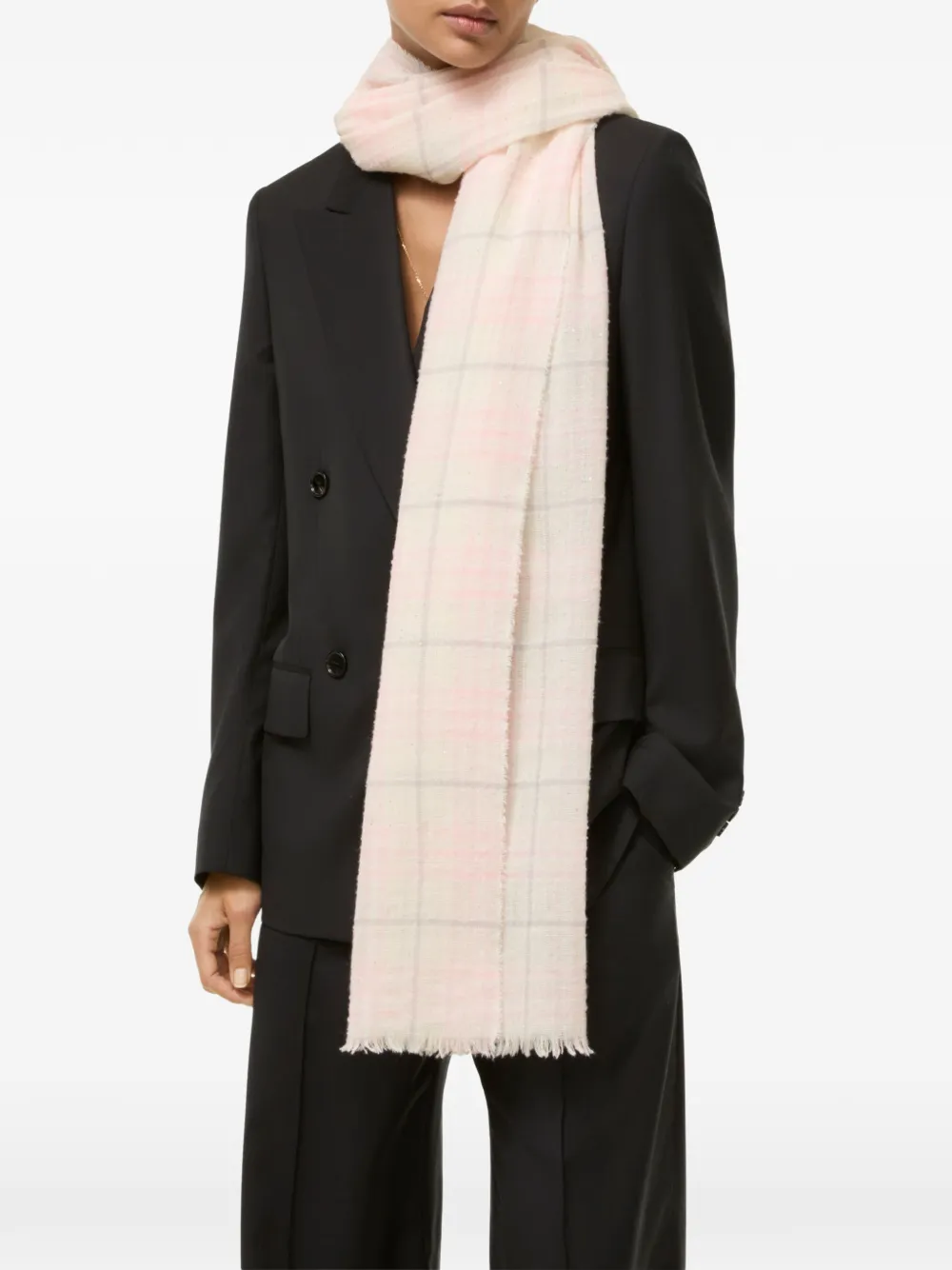 Burberry Geruite sjaal van wolblend met wijde pijpen Roze