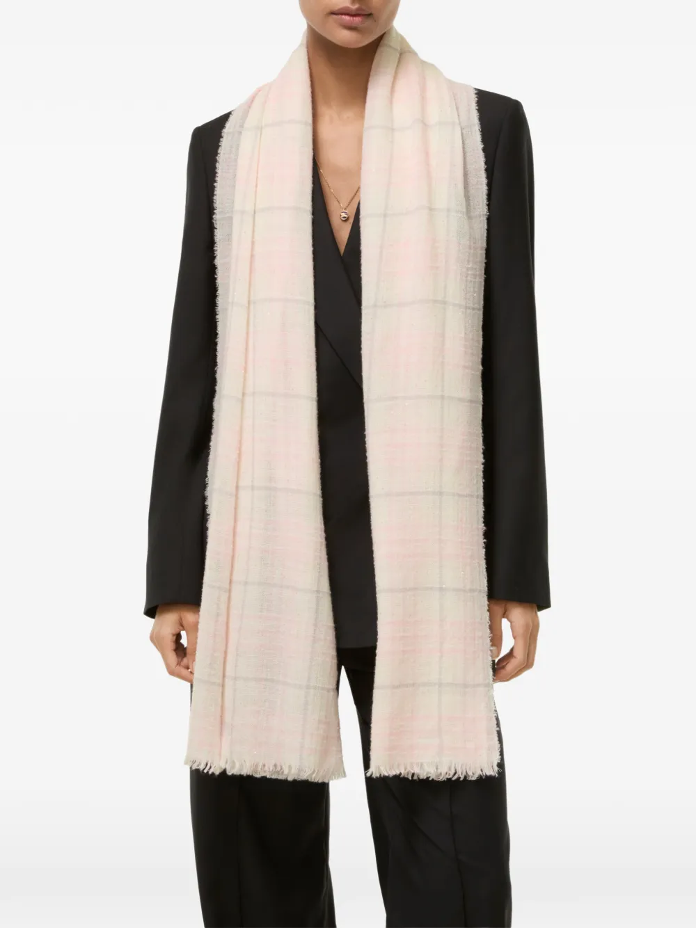 Burberry Geruite sjaal van wolblend met wijde pijpen Roze