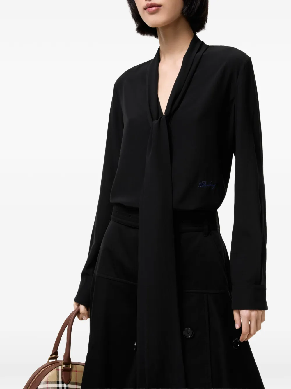 Burberry Zijden blouse van crêpe de chine Zwart