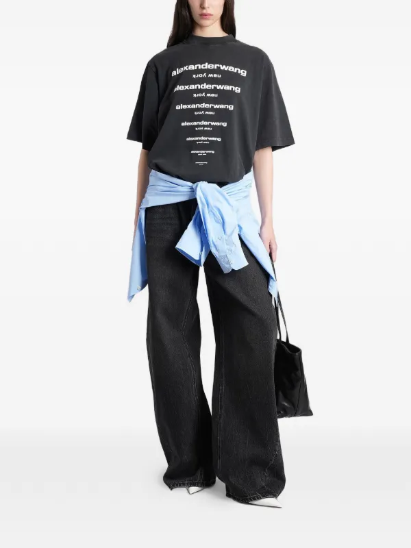 Alexander Wang logo-print short-sleeve T-shirt | Black | FARFETCH