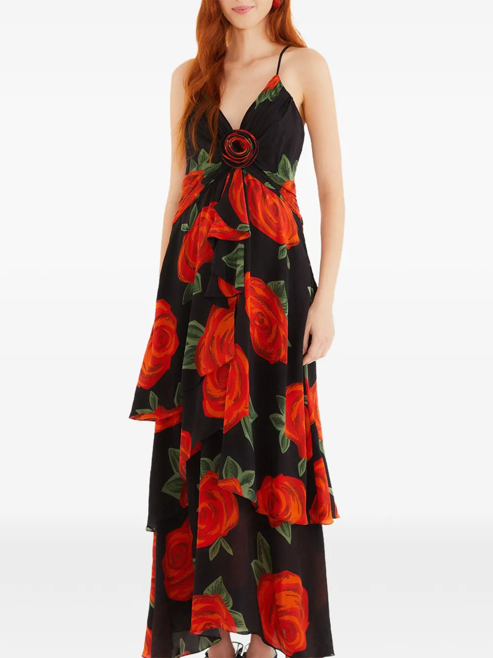 FARM Rio floral-print layered dress - Rosso