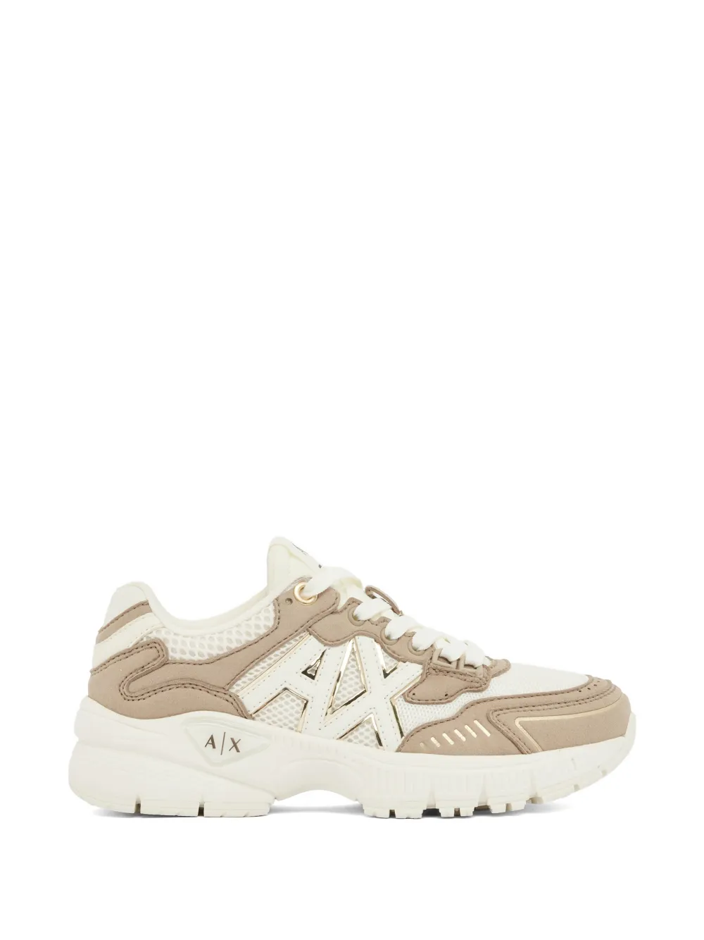 Armani Exchange panelled logo-patch sneakers Beige