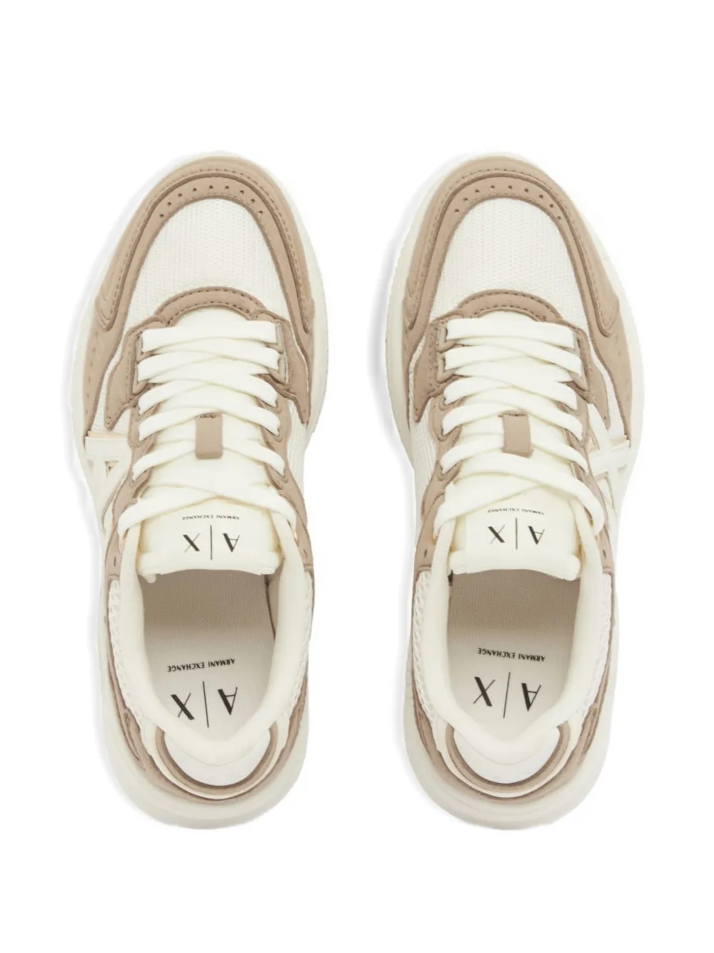 Armani Exchange panelled logo-patch sneakers Beige