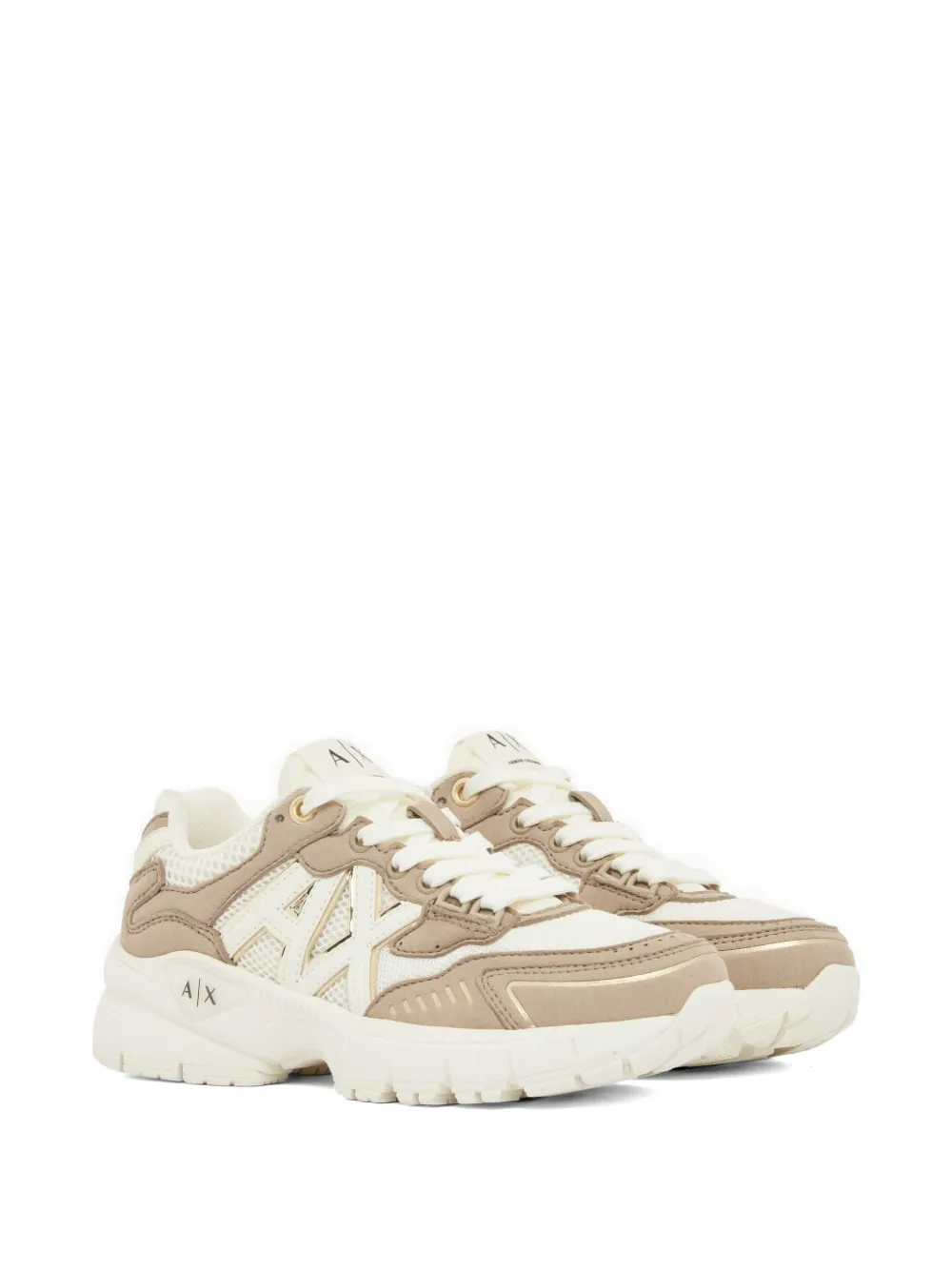 Armani Exchange panelled logo-patch sneakers Beige
