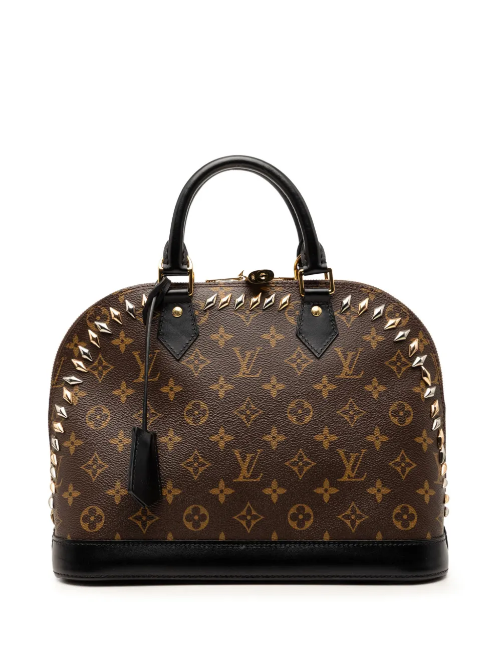 Louis Vuitton Pre-Owned 2015 Monogram Macassar Studded Alma PM satchel - Braun