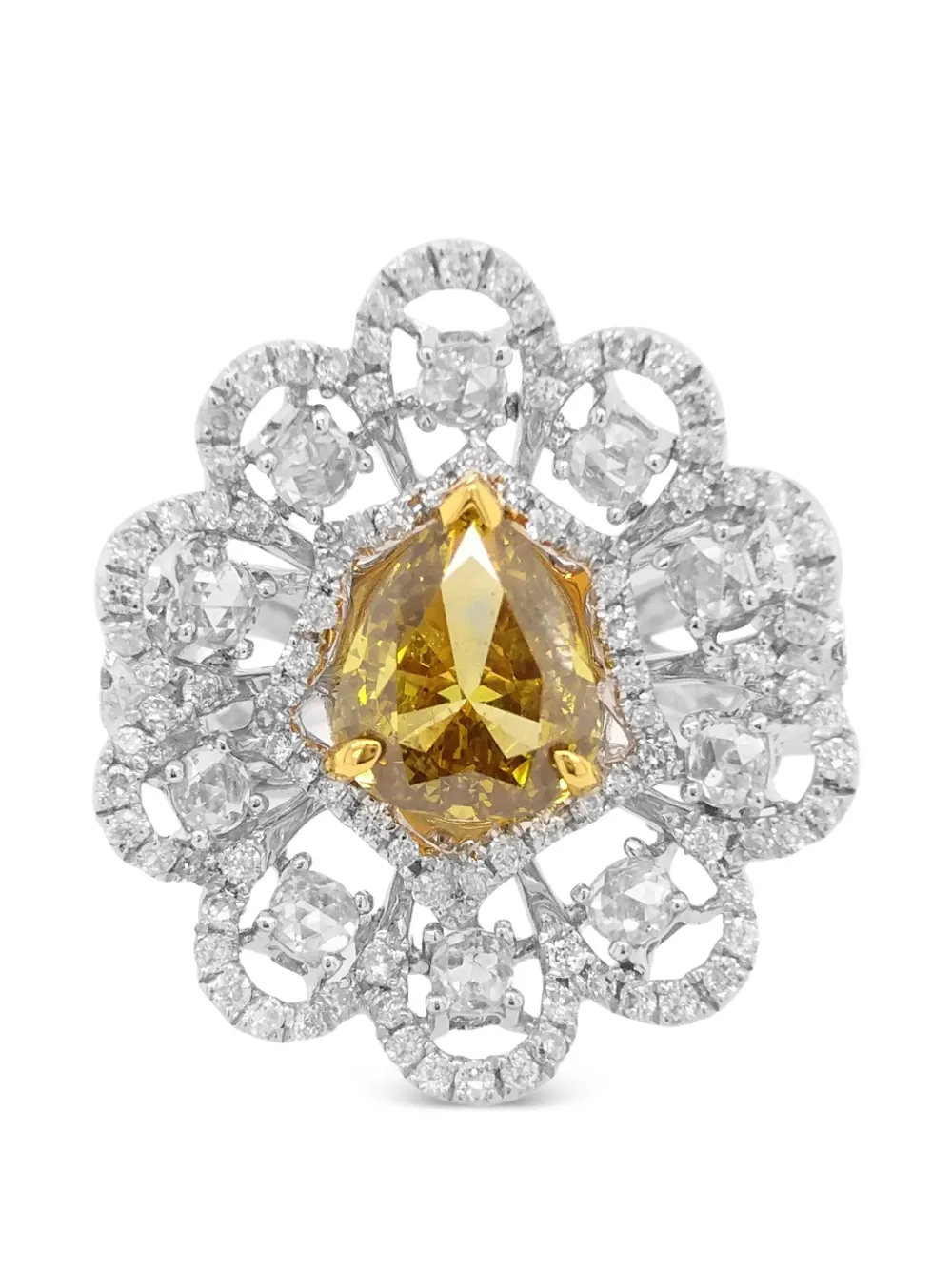 HYT Jewelry floral diamond ring - Argento
