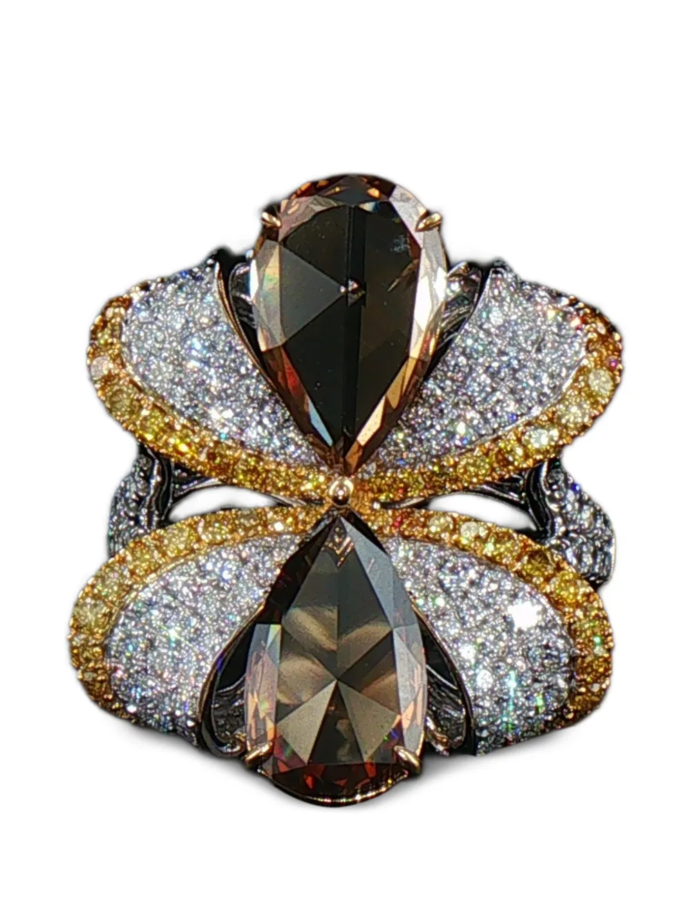 HYT Jewelry floral diamond ring - Argento