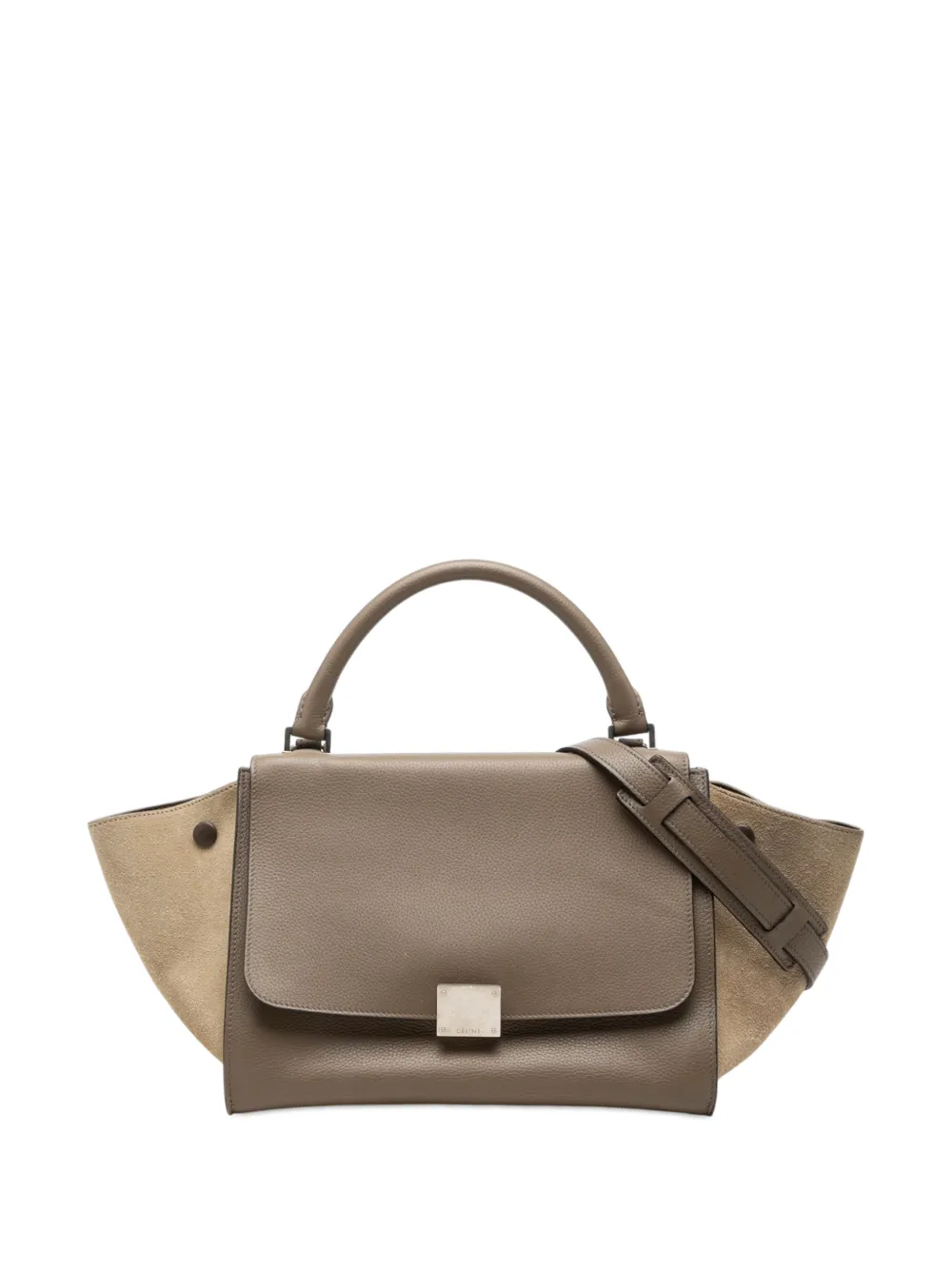 Celine Pre-Owned 2014 Small Bicolor Calfskin and Suede Trapeze satchel - Marrone